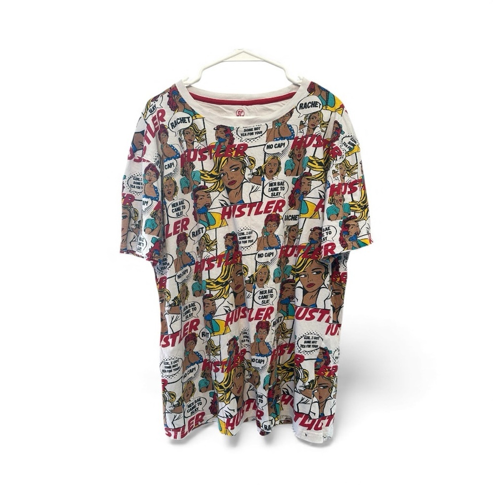 Sacred Crown Graphic Pop Art Comic Print Short Sleeve Tee Size 3X